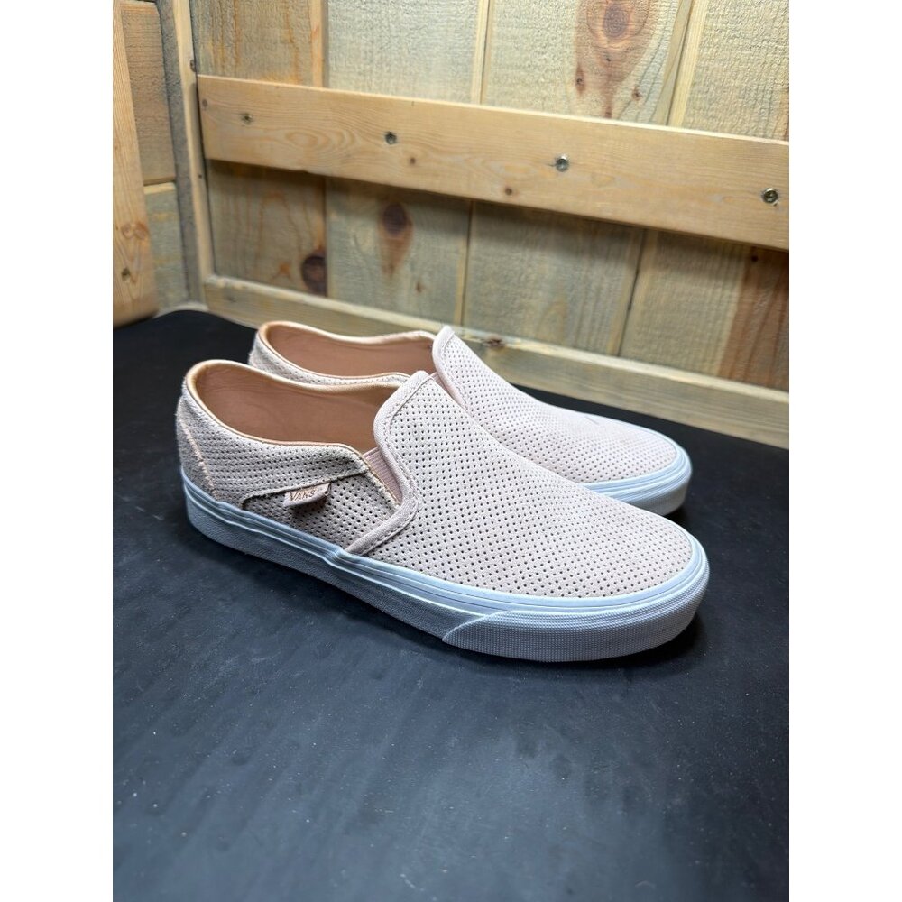 Vans Asher Deluxe Slip-On Sneakers Blush Pink Suede Size 7 Rose Gold Accents